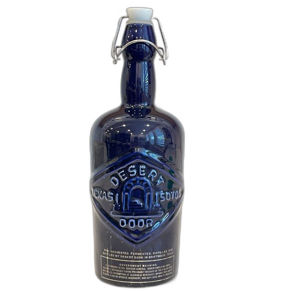 Desert Door Texas Sotol Cobalt Blue Embossed Ceramic FlipTop Liquor Btl. *Empty* - Picture 1 of 6